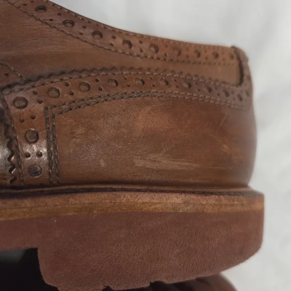 Brunello Cucinelli Cognac Leather Wing Tip Derby Oxfords 42 - Picture 14 of 16